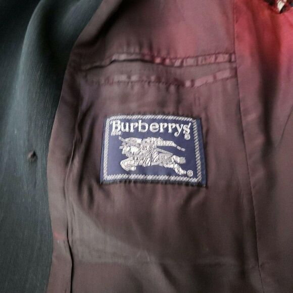 Vintage 80s Burberrys Womens Black Wool Cashmere Jacket Skirt Suit Set Size 10 - Picture 10 of 12